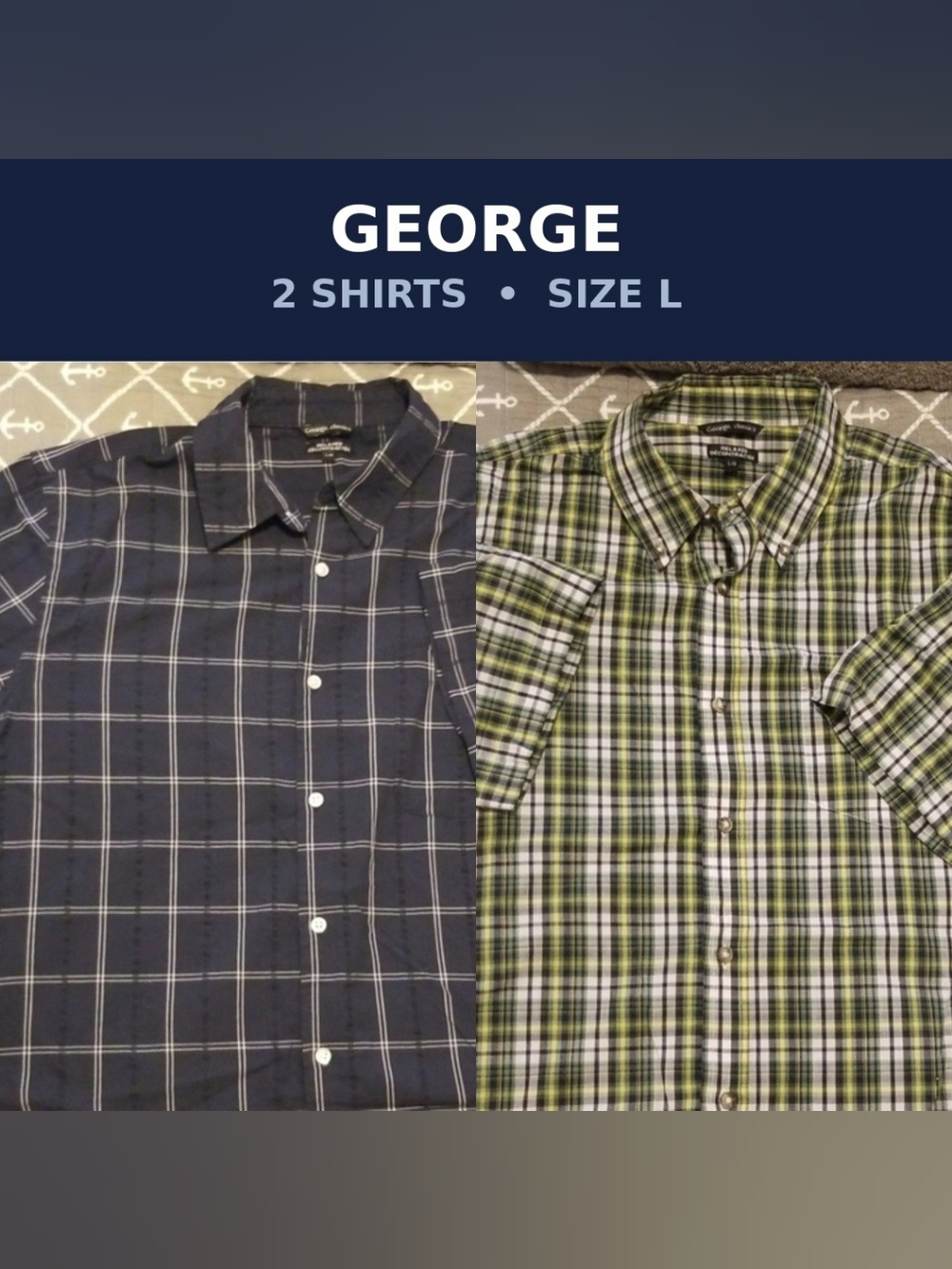 Men's Checkered Button-Up Shirts Bundle (2) – Size L